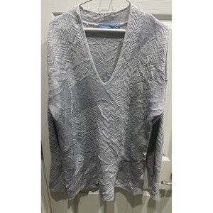 Vera Wang SimplyVera  Womens Sweatshirt XL Silver Gray Metallic